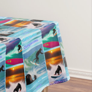 Chimpanzees Surfing Photo Collage,  Tablecloth