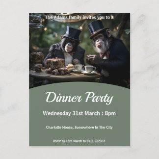 Chimpanzees Tea Party Invitation Postcard