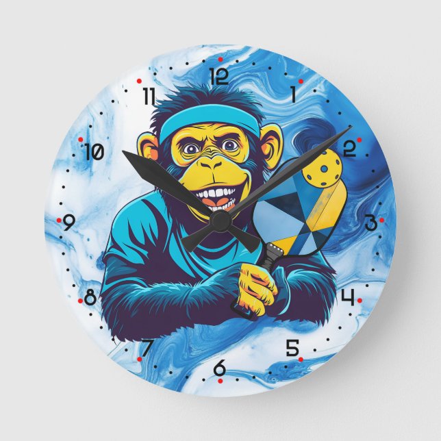Chimpy Smash Pickleball  Round Clock (Front)