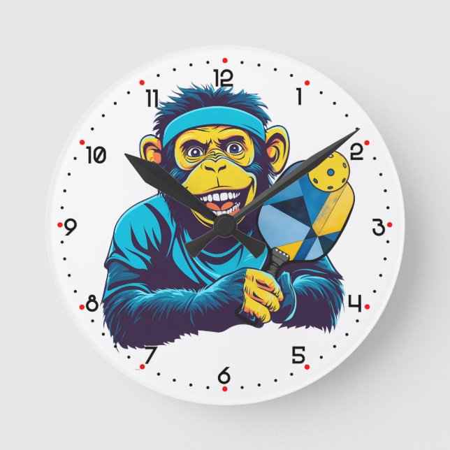 Chimpy Smash Pickleball  Round Clock (Front)