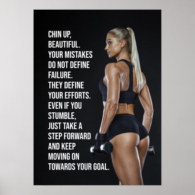 Chin Up Beautiful, Women's Gym Motivational Poster (Front)
