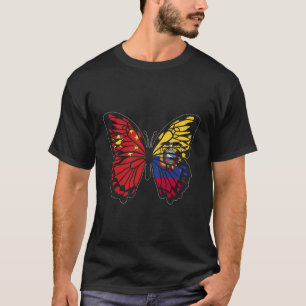 China And Ecuador Mix Butterfly Half Chinese Half T-Shirt