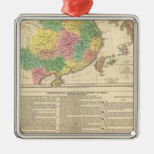 China and Japan Atlas Map Metal Tree Decoration