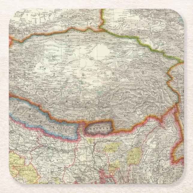 China and Tibet Square Paper Coaster (Front)
