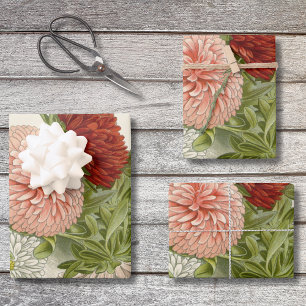 China Asters – Exquisite Vintage Floral Botanical  Wrapping Paper Sheet