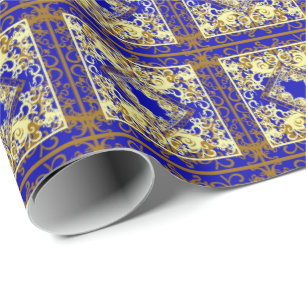 China Blue and Gold Wrapping Paper