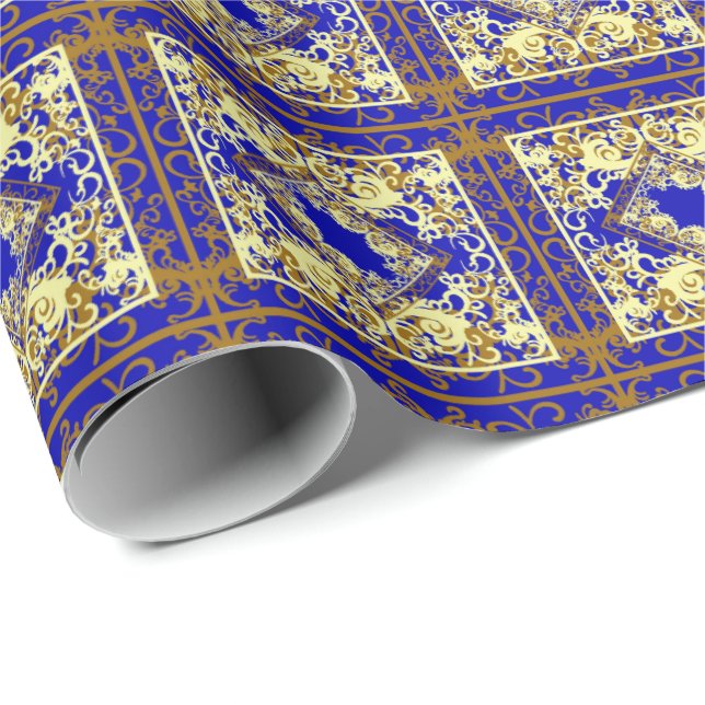 China Blue and Gold Wrapping Paper (Roll Corner)