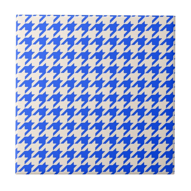 China Blue Houndstooth Ceramic Tile (Front)
