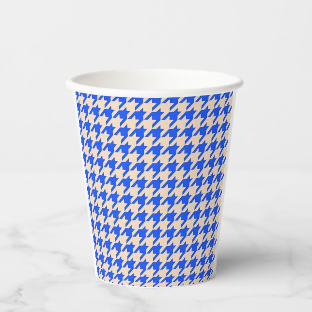 China Blue Houndstooth Paper Cups (Front)
