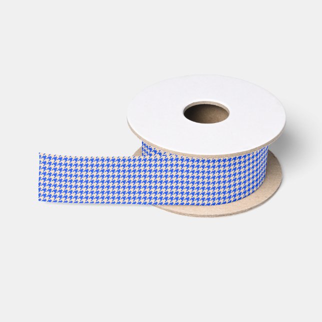 China Blue Houndstooth Satin Ribbon (Spool)