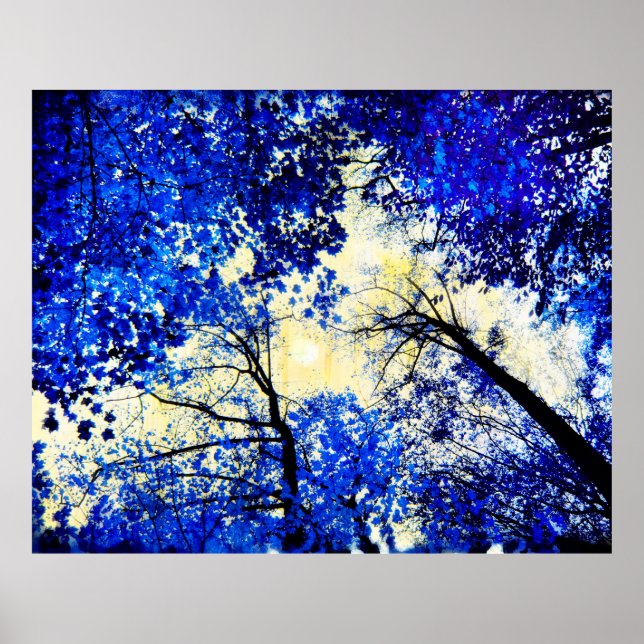 China blue, Nature photography, blue trees, moon Poster (Front)
