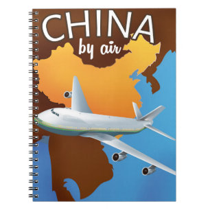China By air travel poster Notebook