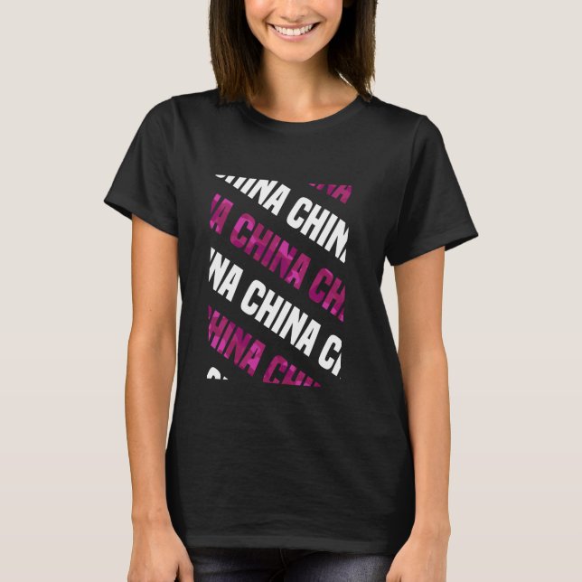 China Camo Pattern Pink Camouflage T-Shirt (Front)