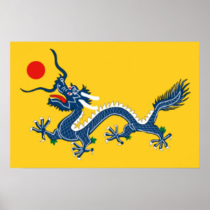 China Chinese Dragon Flag Qing Dynasty  Poster