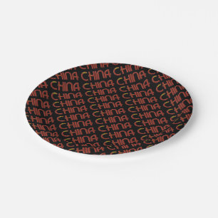 China Chinese Flag Colours Typography Paper Plate
