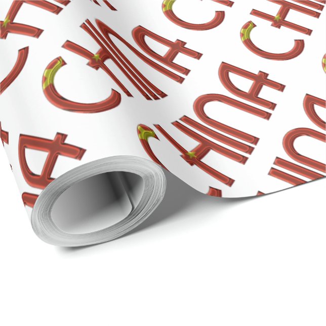 China Chinese Flag Colours Typography Wrapping Paper (Roll Corner)