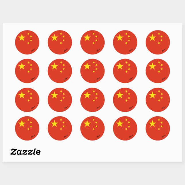 China & Chinese flag patriots, holiday / sports Classic Round Sticker (Sheet)