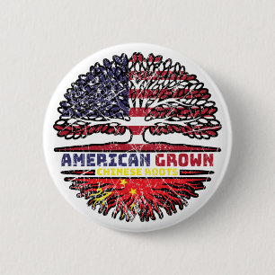 China Chinese US American USA United States Tree 6 Cm Round Badge