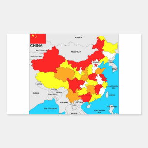 china country political map flag rectangular sticker