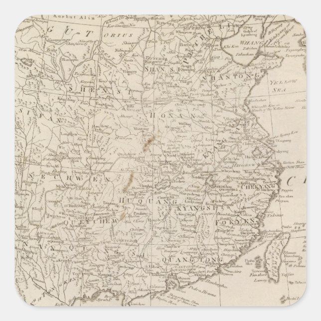 China, divided into it's Great Provinces Square Sticker (Front)