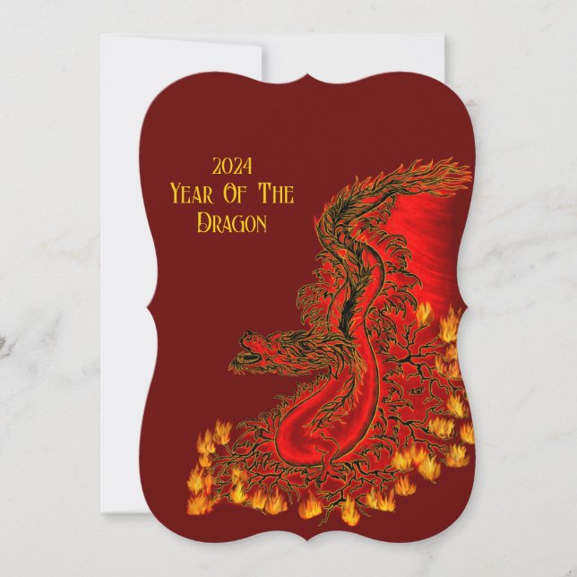 China Dragon , 2024 Year Of The Dragon Invitation (Front)