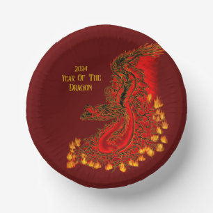 China Dragon , 2024 Year Of The Dragon Paper Plate
