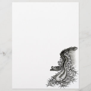China Dragon, Black and white Design in Tattoostyl Custom Letterhead