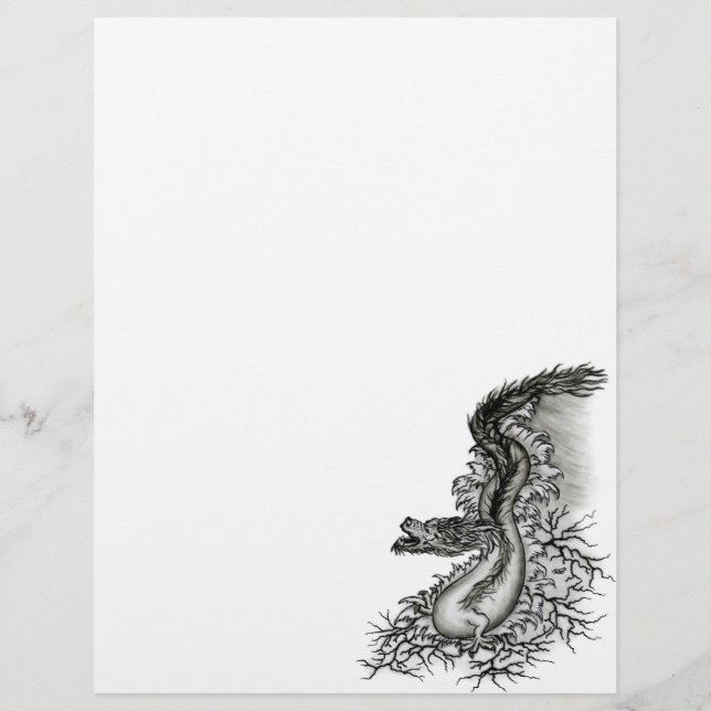 China Dragon, Black and white Design in Tattoostyl Custom Letterhead (Front)