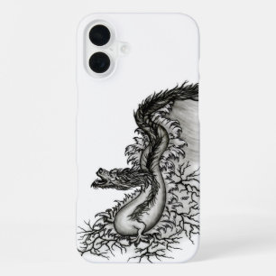 China Dragon, Black and white Design in Tattoostyl iPhone 16 Plus Case