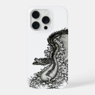 China Dragon, Black and white Design in Tattoostyl iPhone 15 Pro Case