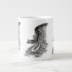 China Dragon, Black and white Design in Tattoostyl Large Coffee Mug