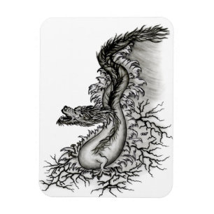 China Dragon, Black and white Design in Tattoostyl Magnet