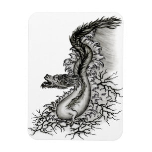 China Dragon, Black and white Design in Tattoostyl Magnet