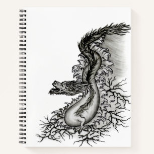 China Dragon, Black and white Design in Tattoostyl Notebook