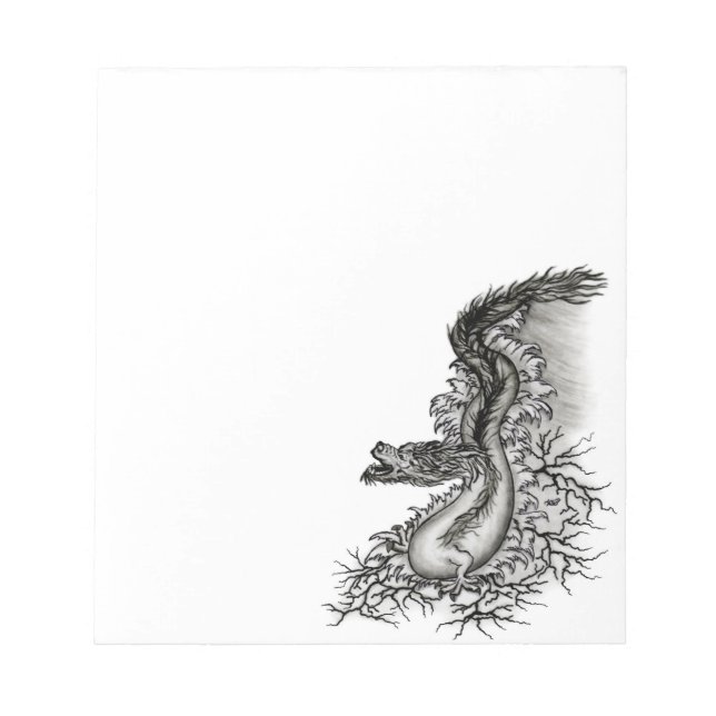 China Dragon, Black and white Design in Tattoostyl Notepad (Front)