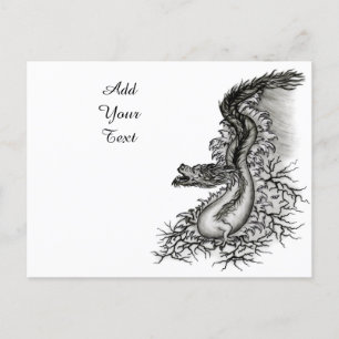 China Dragon, Black and white Design in Tattoostyl Postcard