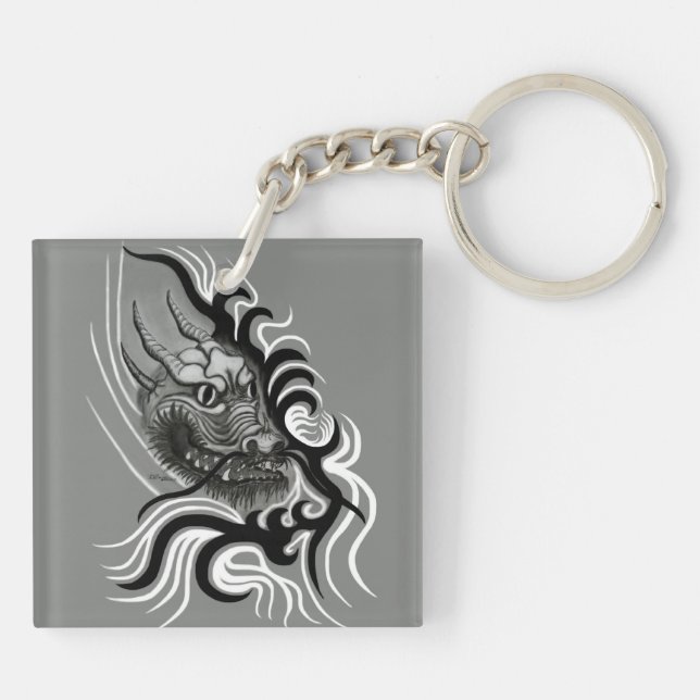 China Dragon in Tattoostyle Key Ring (Back)