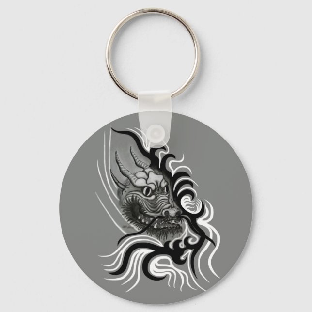 China Dragon in Tattoostyle Key Ring (Front)