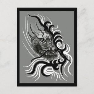 China Dragon in Tattoostyle Postcard