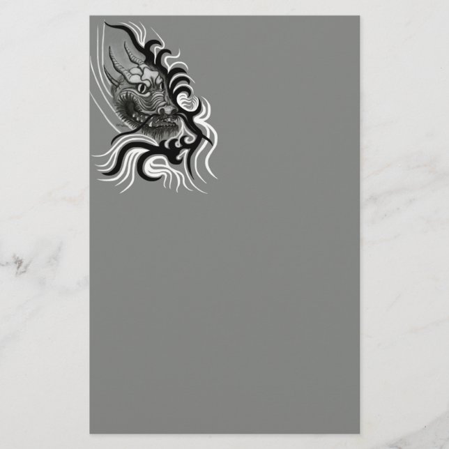 China Dragon in Tattoostyle Stationery (Front)