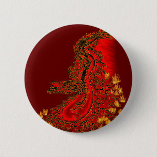 China Dragon red and gold design 6 Cm Round Badge
