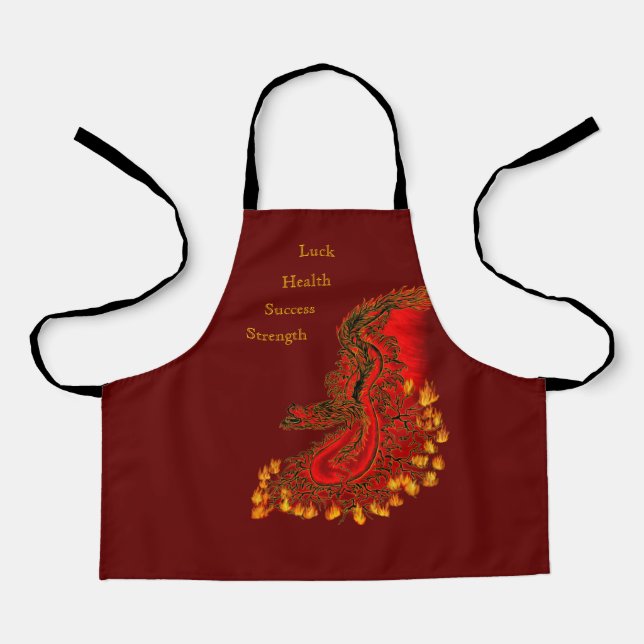China Dragon red and gold design Apron (Front)