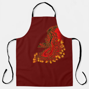 China Dragon red and gold design Apron