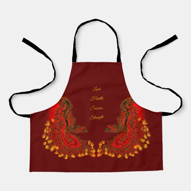 China Dragon red and gold design Apron (Front)