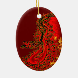 China Dragon red and gold design Ceramic Ornament