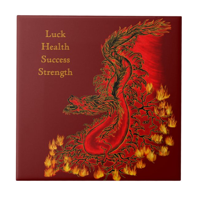 China Dragon red and gold design Ceramic Tile (Front)