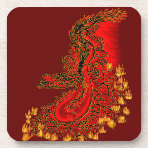 China Dragon red and gold design Coaster