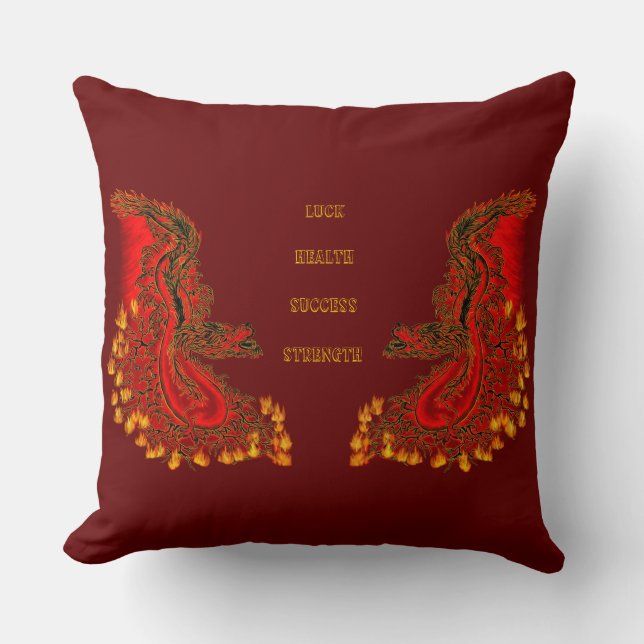 China Dragon red and gold design Cushion (Front)