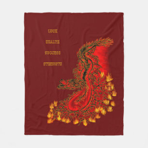 China Dragon red and gold design Fleece Blanket