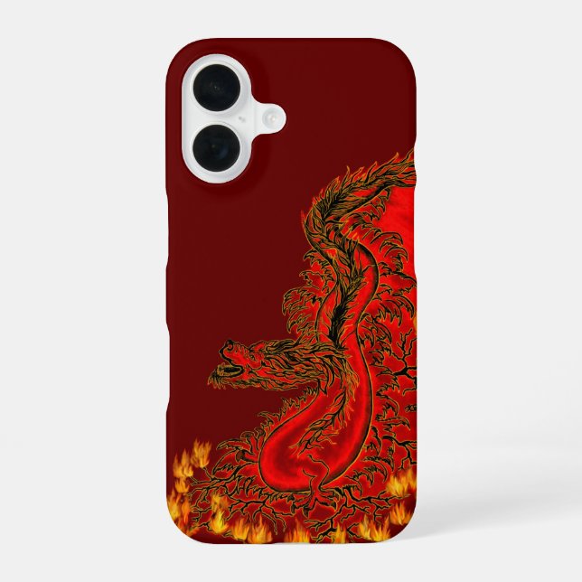 China Dragon red and gold design iPhone 16 Case (Back)